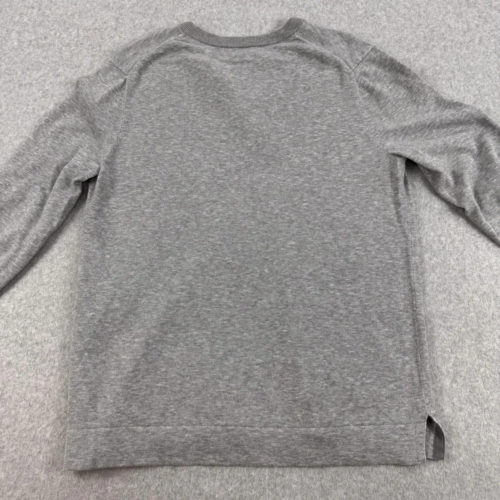 Banana Republic Sweater Mens Large Gray 100% Cotton Henley Knit Pullover